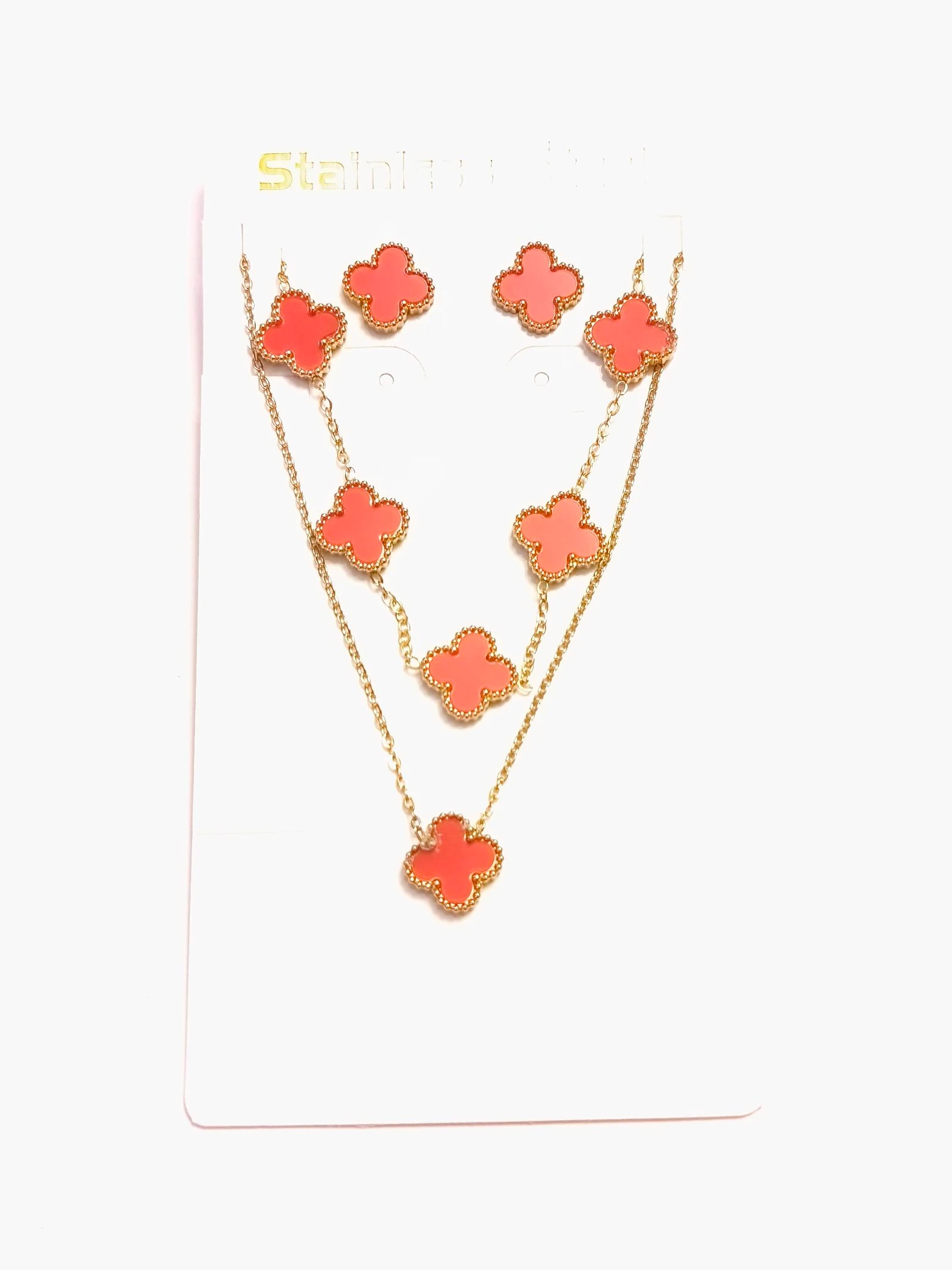 Conjunto de gargantilha, pulseira e brincos de trevo – photo 7